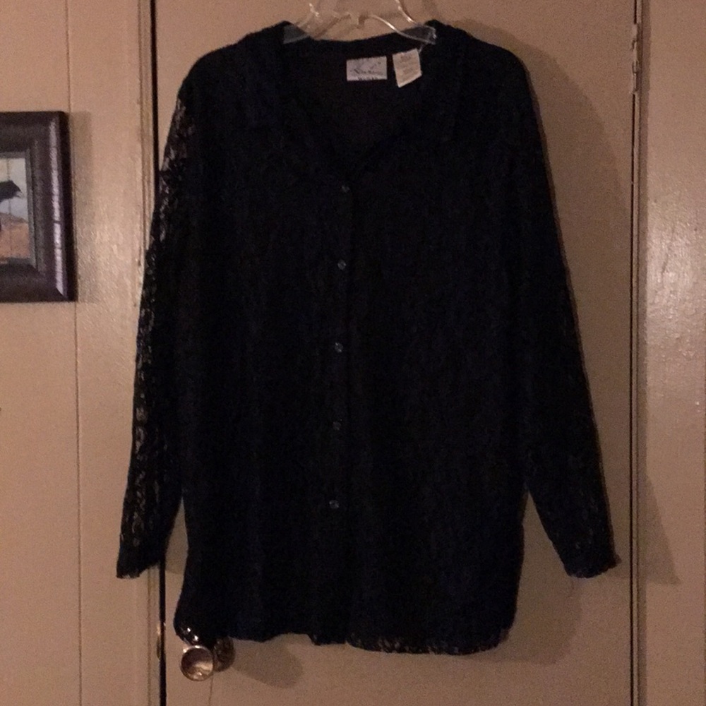 Lacy button up Kathie Lee Black Blouse Size 14/16